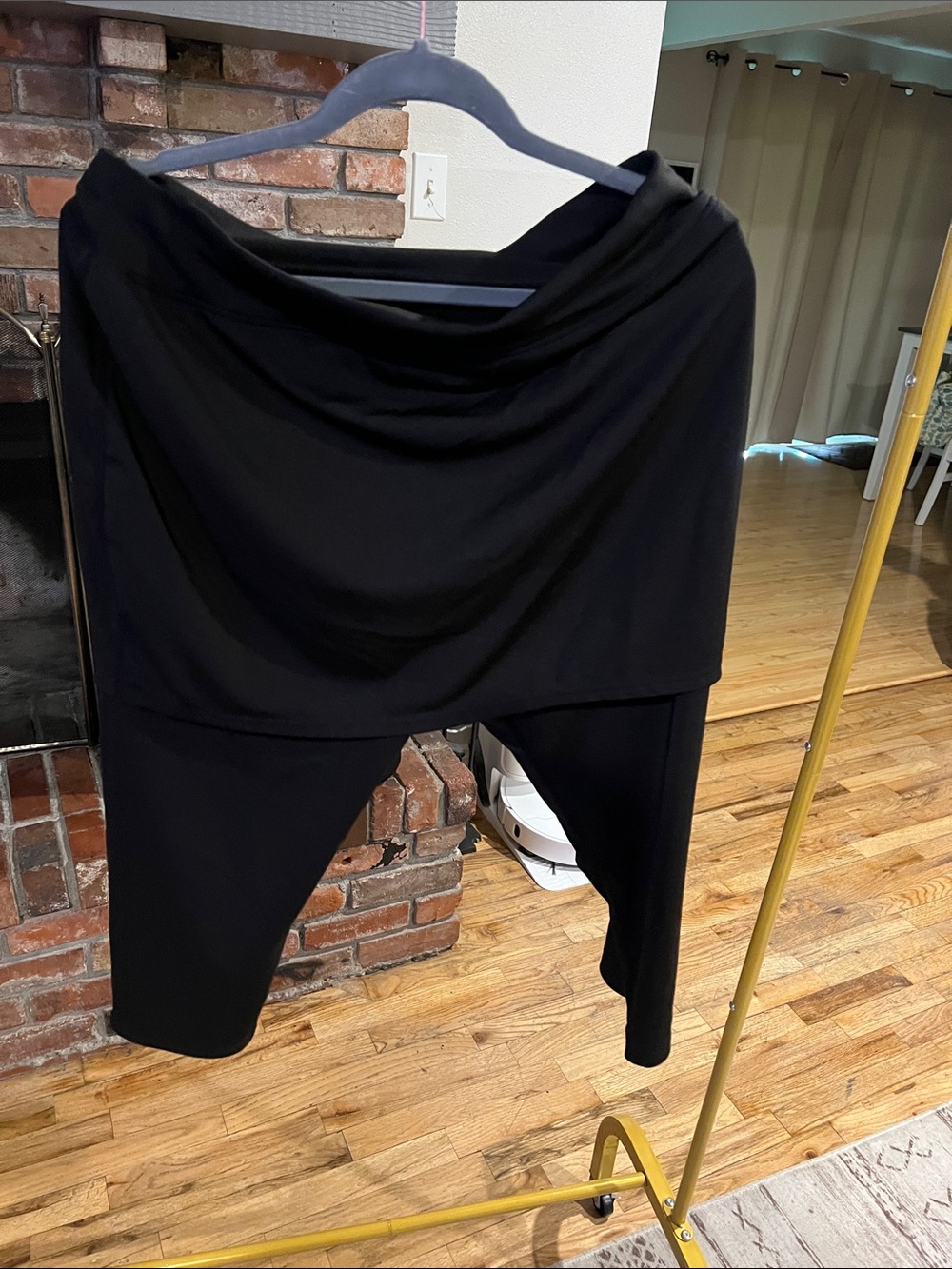 Black Women's Draped Skirt-Leggings